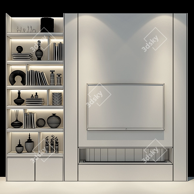 Modern TV Shelf 0386 | Stylish Storage Solution 3D model image 2