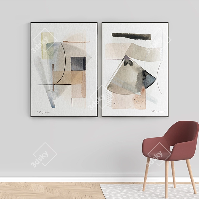 Minimal Abstract Photo Frame Set 3D model image 3