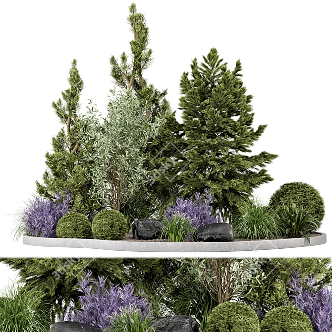 Outdoor Garden Bush and Tree Set 3D model image 1