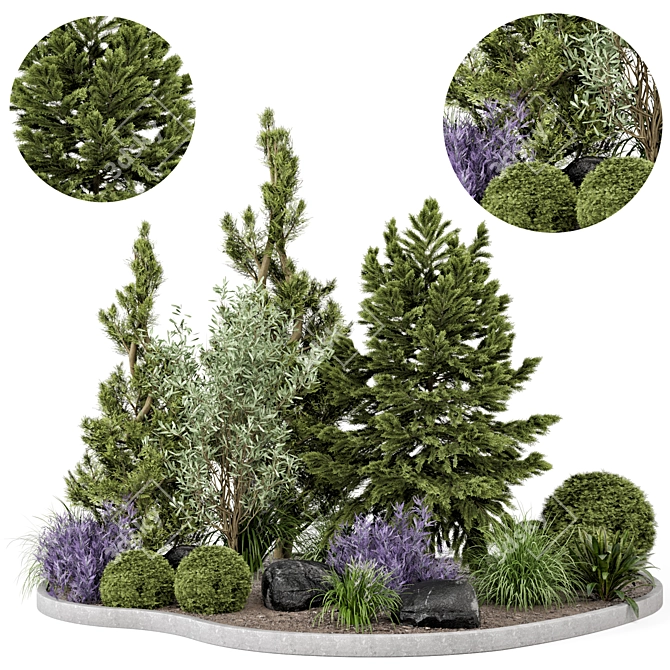 Outdoor Garden Bush and Tree Set 3D model image 2