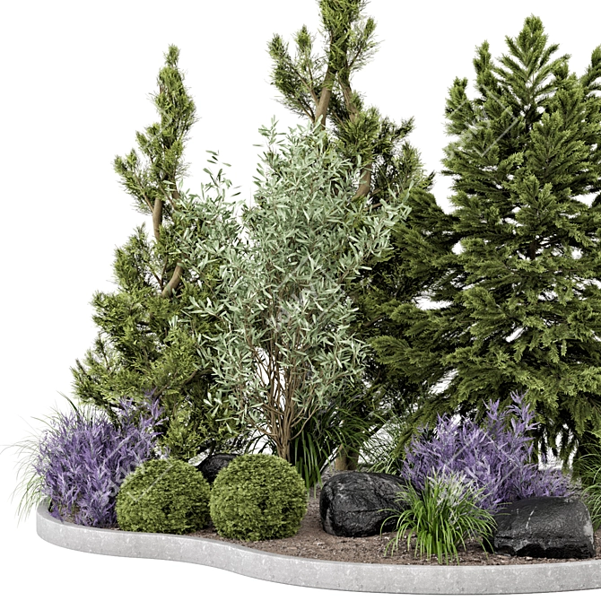 Outdoor Garden Bush and Tree Set 3D model image 4