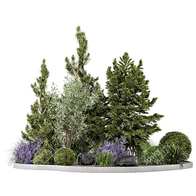 Outdoor Garden Bush and Tree Set 3D model image 5