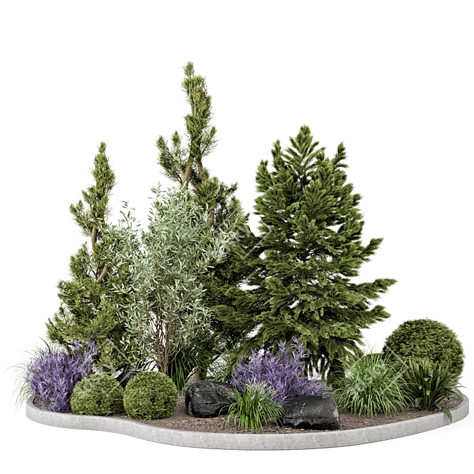 Outdoor Garden Bush and Tree Set 3D model image 6