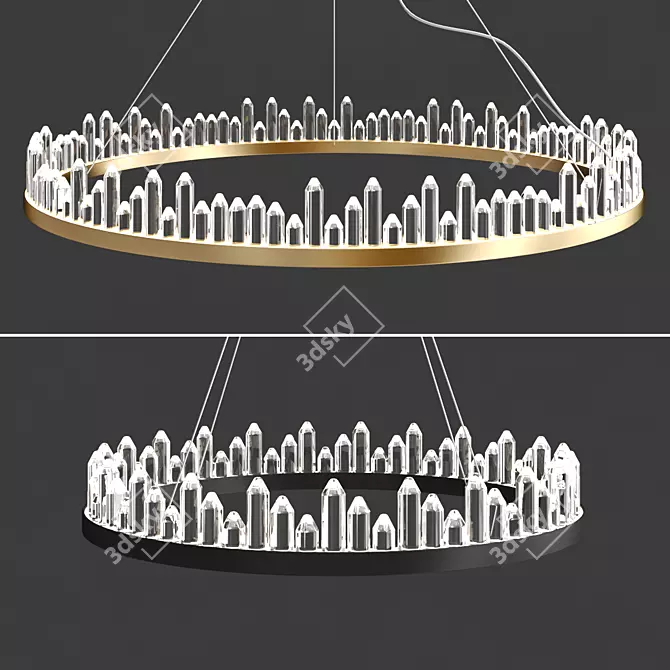 Elegant Glass Ring Chandelier 3D model image 1