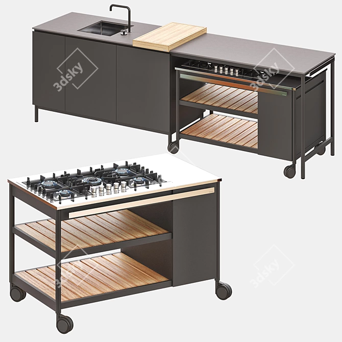 NORMA Outdoor Kitchen: Stylish, Versatile, and Functional 3D model image 1