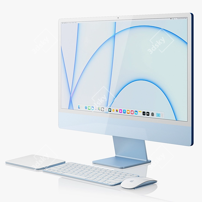 Sleek Apple iMac 2021: Supreme Performance 3D model image 2
