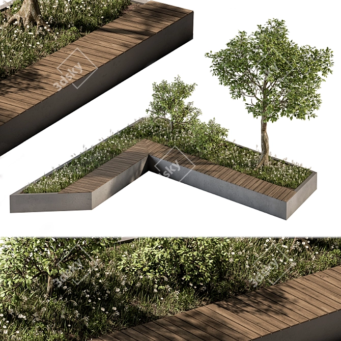 Urban Oasis Bench Set 24 3D model image 2