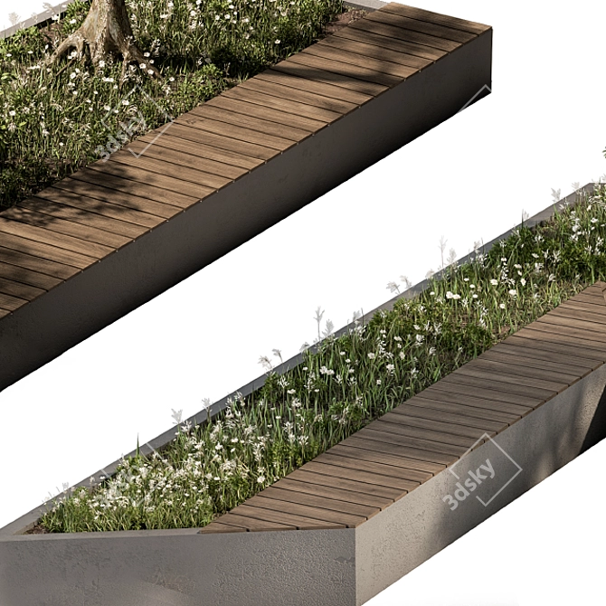 Urban Oasis Bench Set 24 3D model image 5