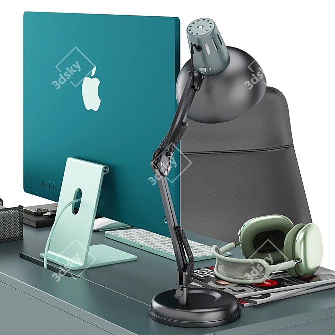 Green iMac Workspace: Complete Set for Productivity 3D model image 5
