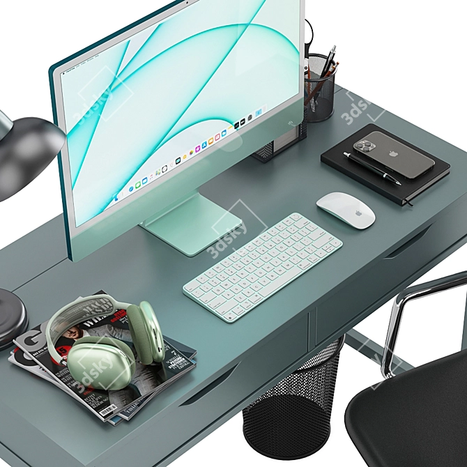 Green iMac Workspace: Complete Set for Productivity 3D model image 6