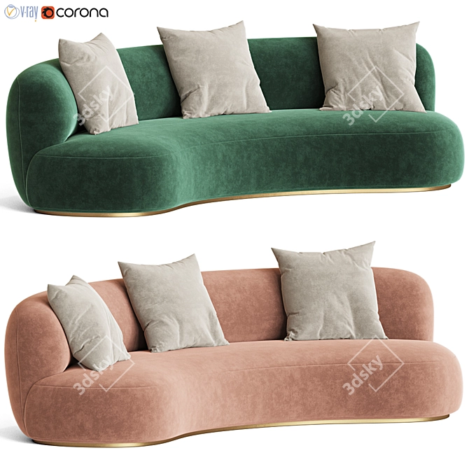 Elegant Augustin Rose Sofa 3D model image 1