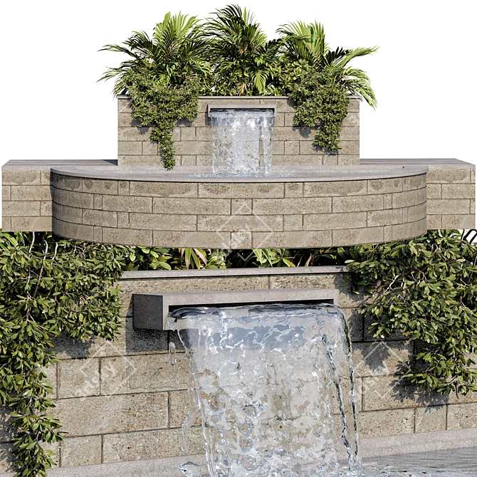  Botanical Oasis: 3D Plant & Fountain 3D model image 3