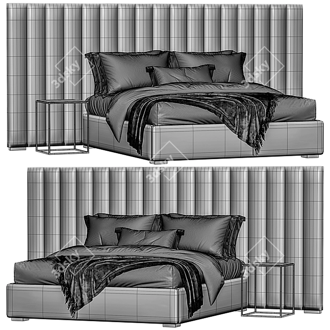 RH Modena Extended Platform Bed: Sleek Vertical Design 3D model image 3