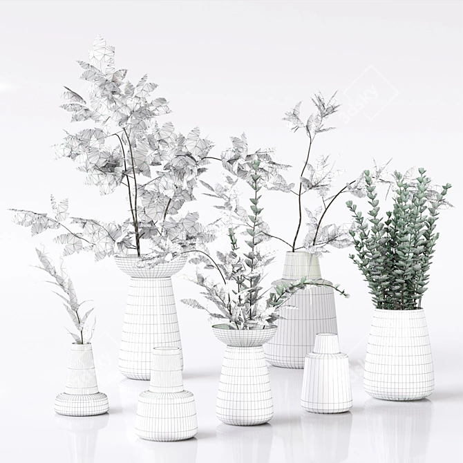 Greenery Bliss: Vases of Natural Elegance 3D model image 1