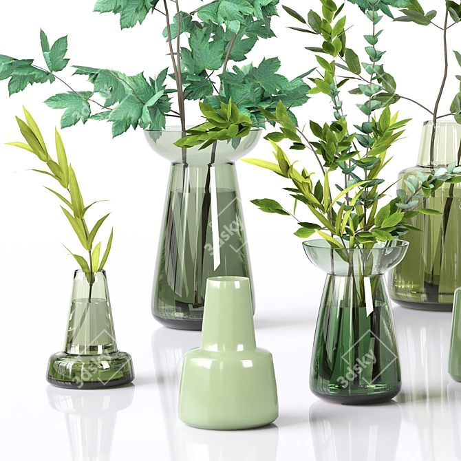 Greenery Bliss: Vases of Natural Elegance 3D model image 3