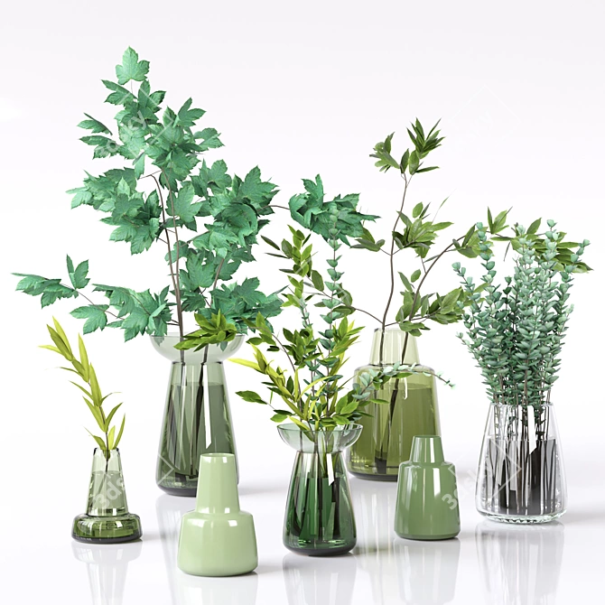 Greenery Bliss: Vases of Natural Elegance 3D model image 7