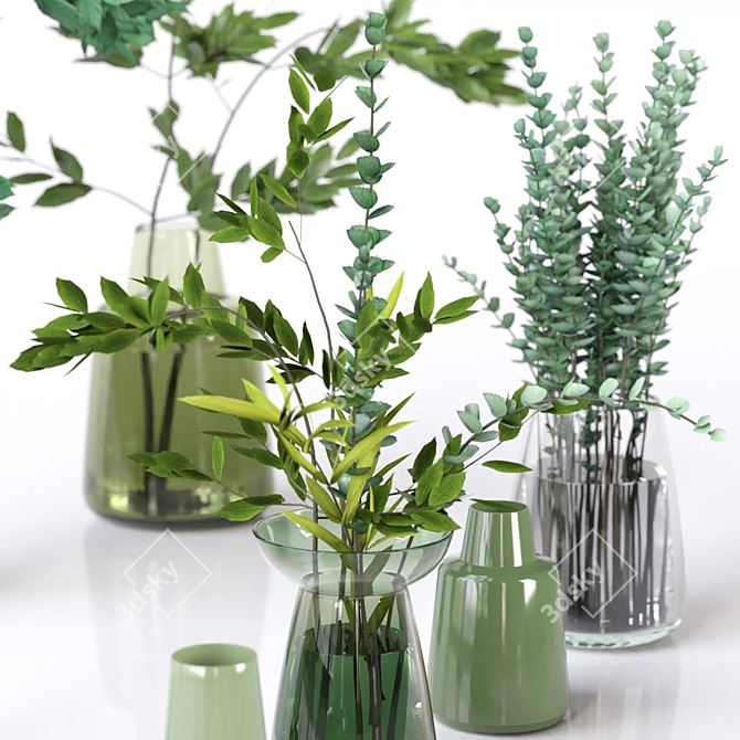 Greenery Bliss: Vases of Natural Elegance 3D model image 10