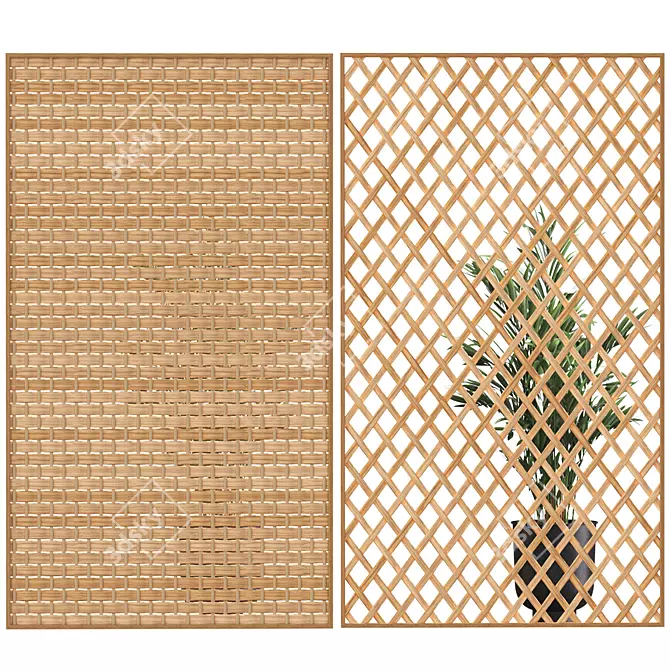 Rustic Rattan Room Divider 3D model image 3