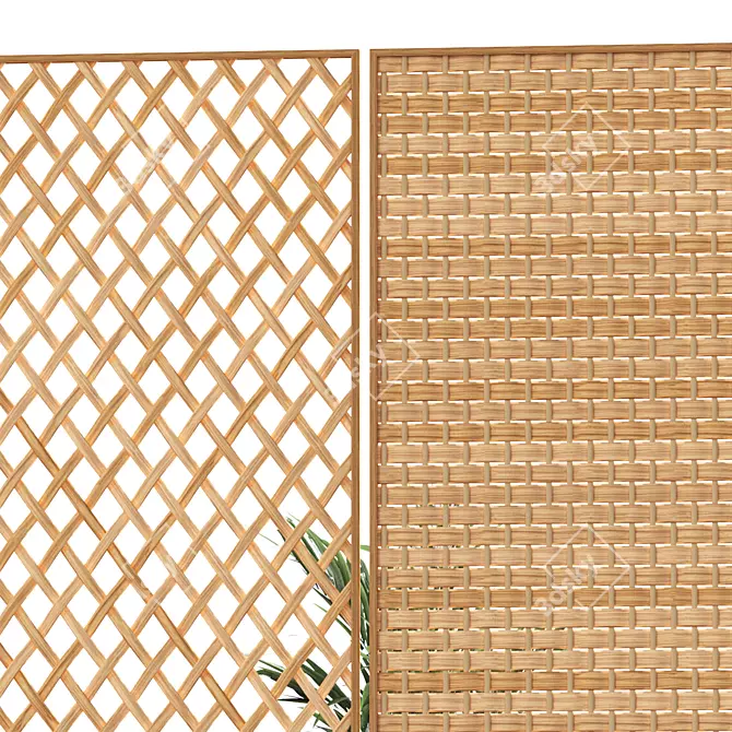 Rustic Rattan Room Divider 3D model image 4