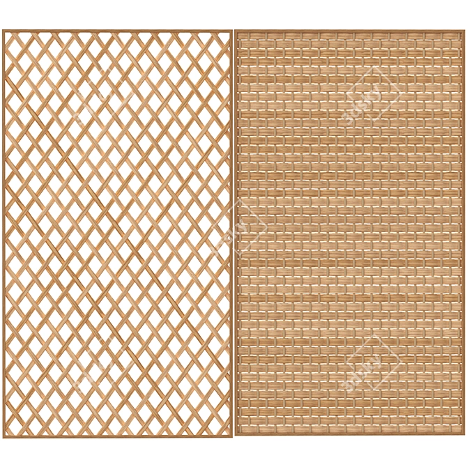 Rustic Rattan Room Divider 3D model image 7