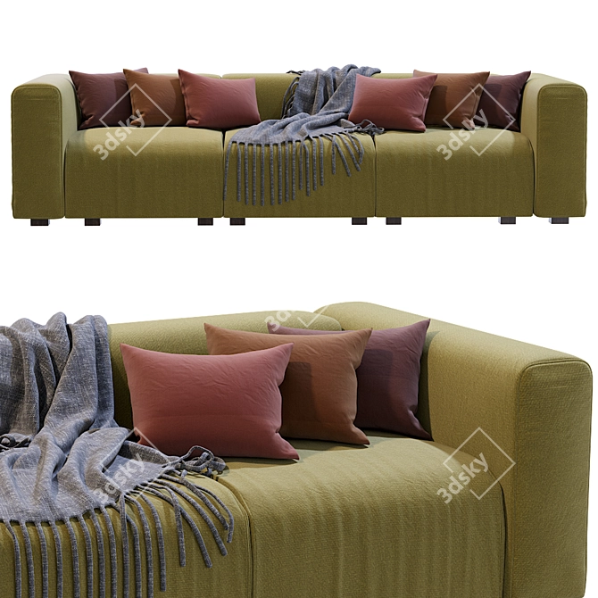 Modern Hay Mags 3-Seater Sofa 3D model image 2