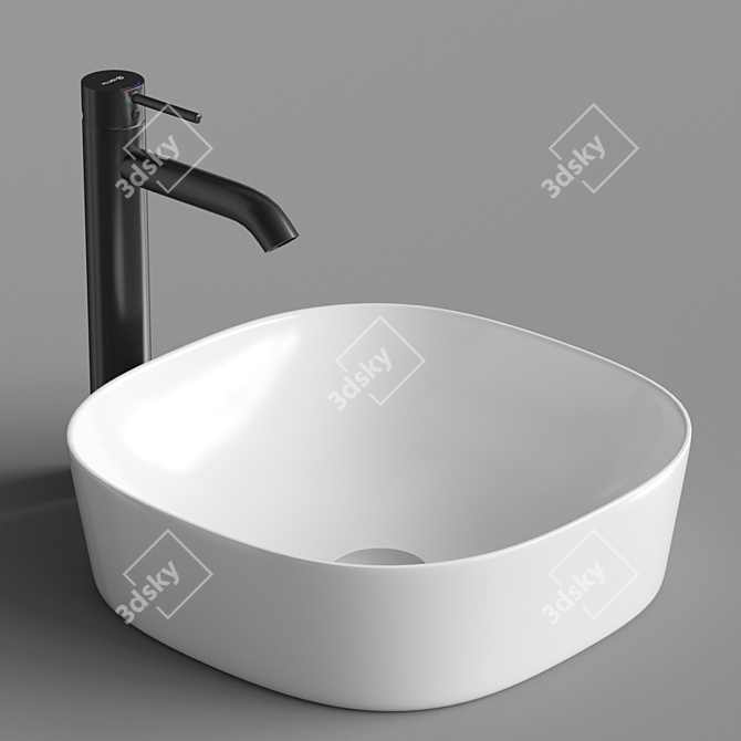 Sleek Square Sink Set 3D model image 2