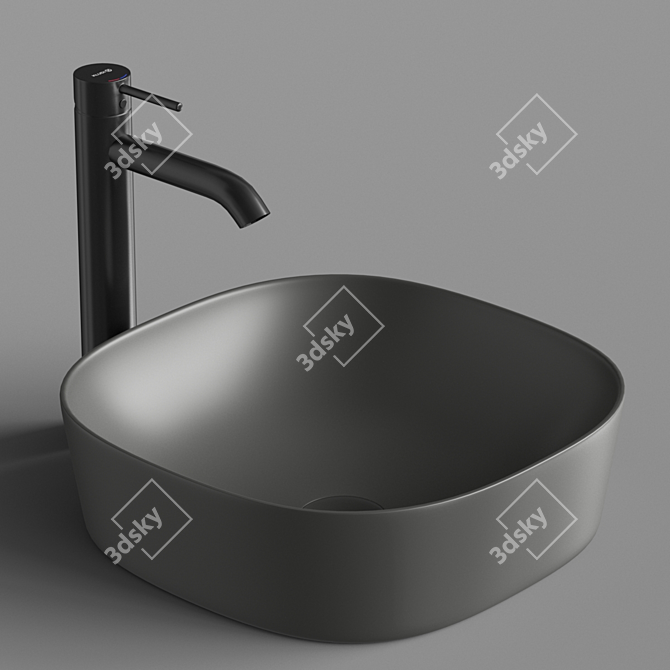 Sleek Square Sink Set 3D model image 3