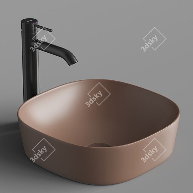 Sleek Square Sink Set 3D model image 4