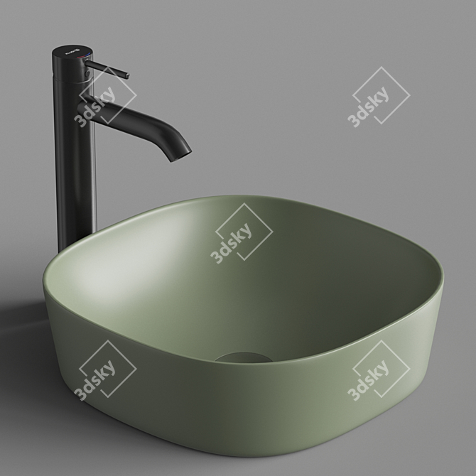 Sleek Square Sink Set 3D model image 5