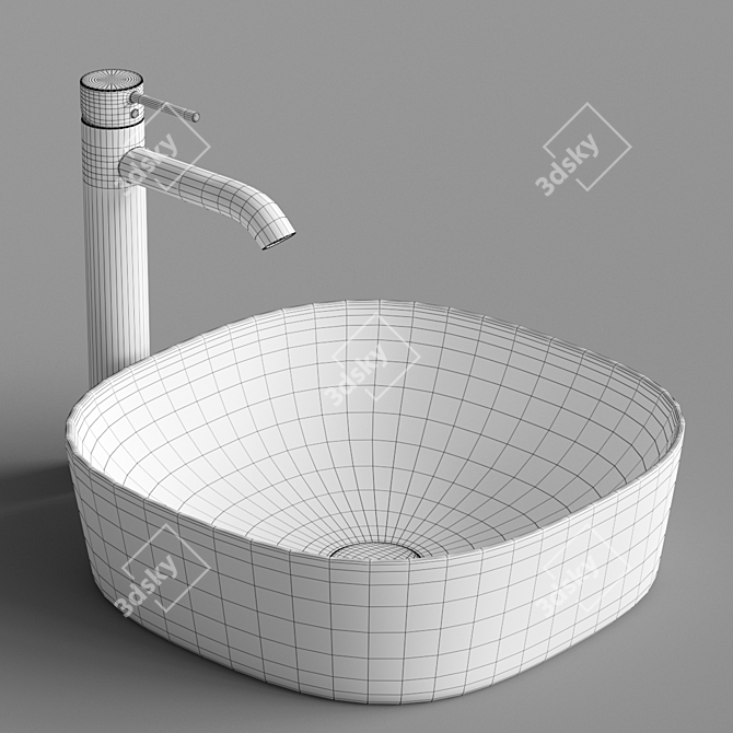 Sleek Square Sink Set 3D model image 6