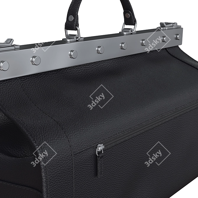 Bruno Perri Black Leather Travel Bag 3D model image 4