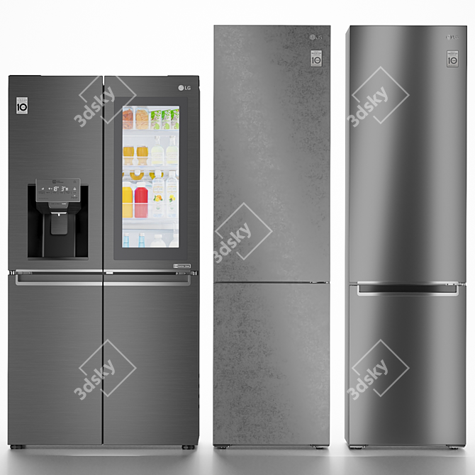 LG Refrigerator Set 6: Side-by-Side, DoorCooling+, & Freezer 3D model image 1