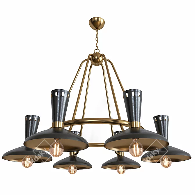 Elegant Vortex 6-Light Chandelier 3D model image 1