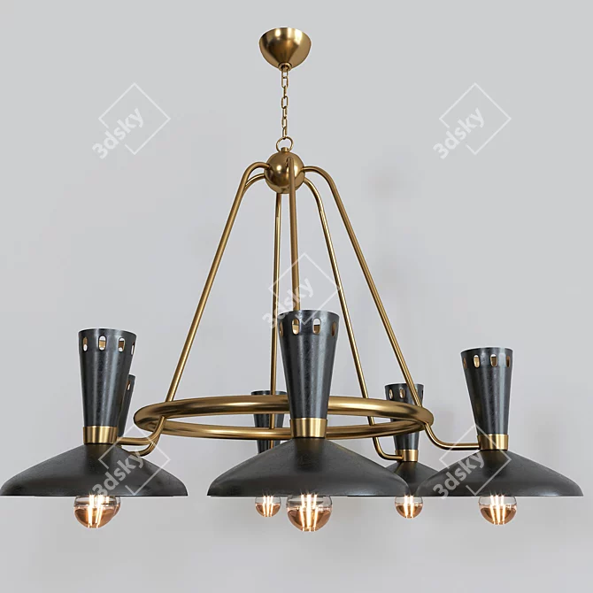 Elegant Vortex 6-Light Chandelier 3D model image 2