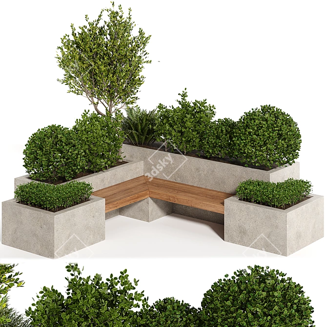 Urban Oasis Bench 3D model image 1