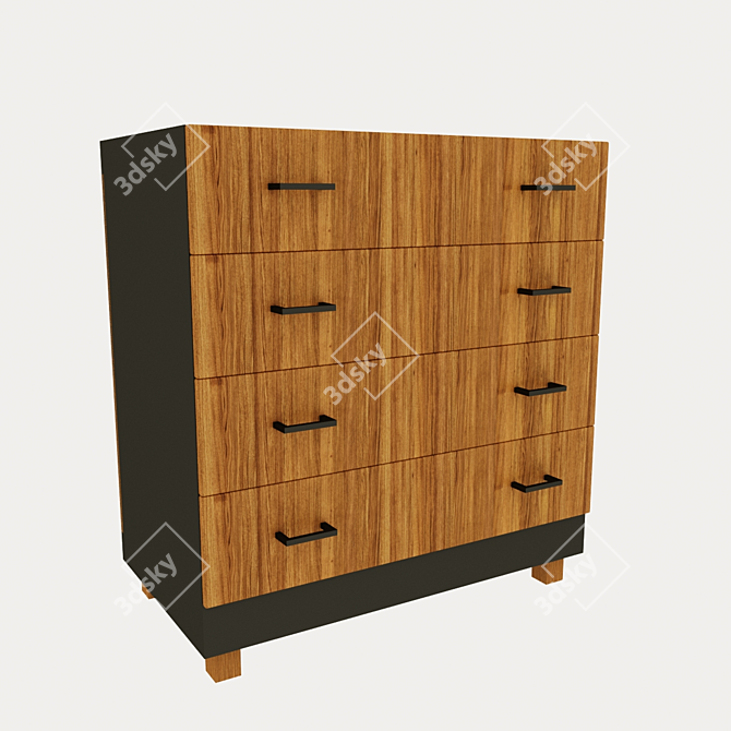 Modern Oak Chest of Drawers 3D model image 1