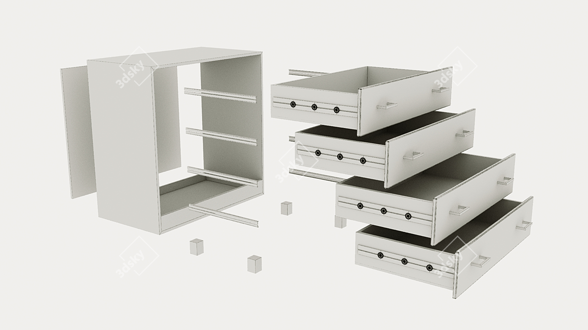 Modern Oak Chest of Drawers 3D model image 6