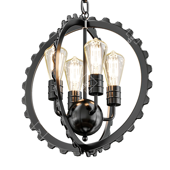 Sleek Circle Frame Chandelier 3D model image 1