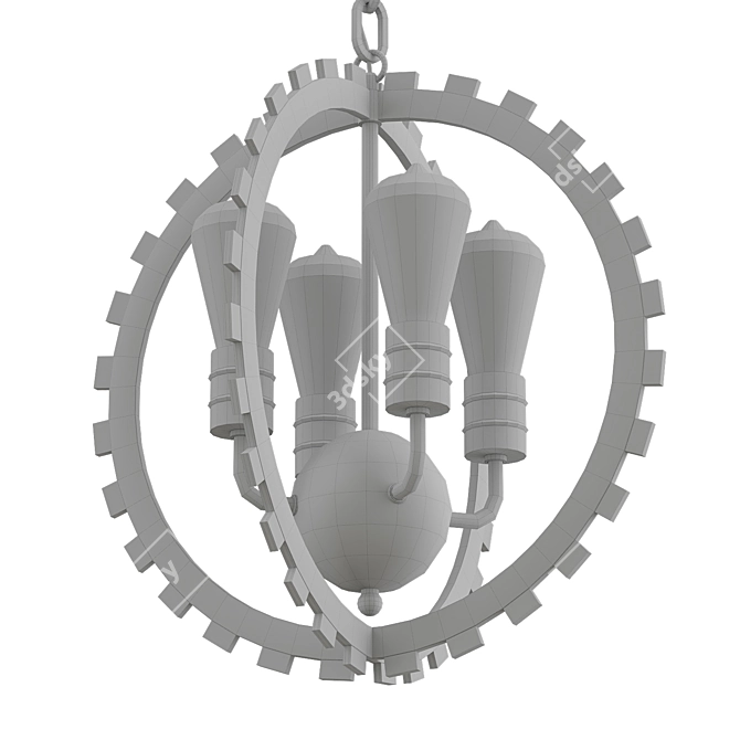 Sleek Circle Frame Chandelier 3D model image 2