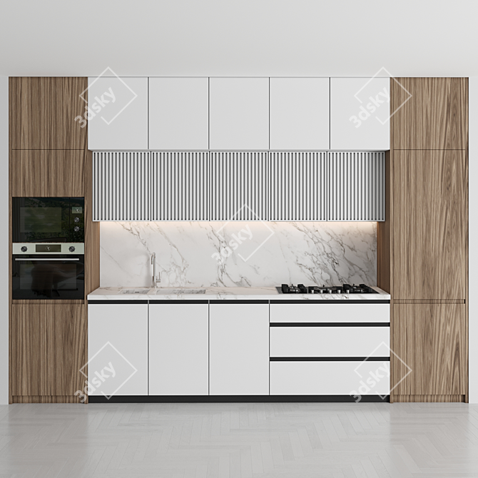 Modern Modular Kitchen: High-Quality 3D Model 3D model image 1