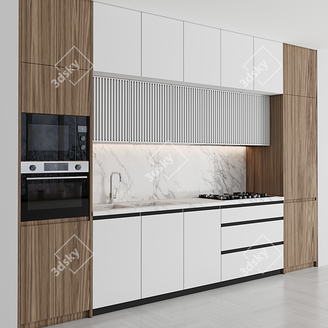 Modern Modular Kitchen: High-Quality 3D Model 3D model image 3