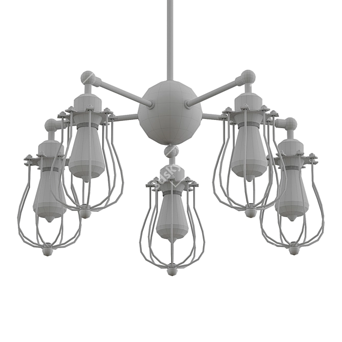 Rustic Wire Cage Chandelier 3D model image 2