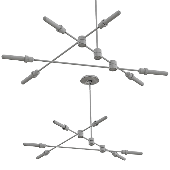 6-Light Industrial Linear Chandelier 3D model image 2