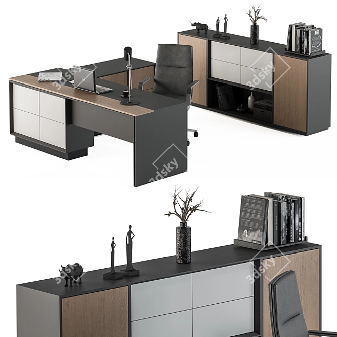 Executive Office Furniture Set 3D model image 1