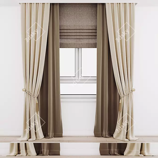 Elegant Window Drapes 3D model image 5