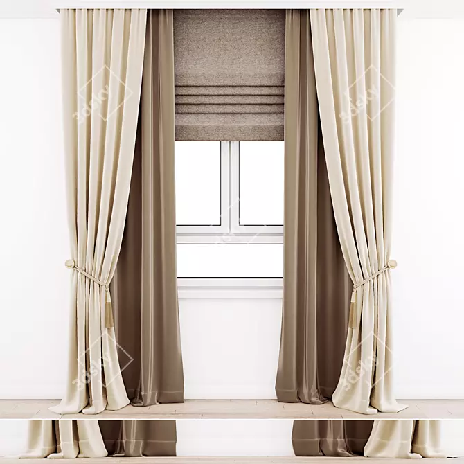 Elegant Window Drapes 3D model image 6