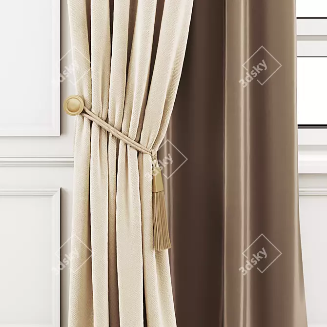 Elegant Window Drapes 3D model image 7