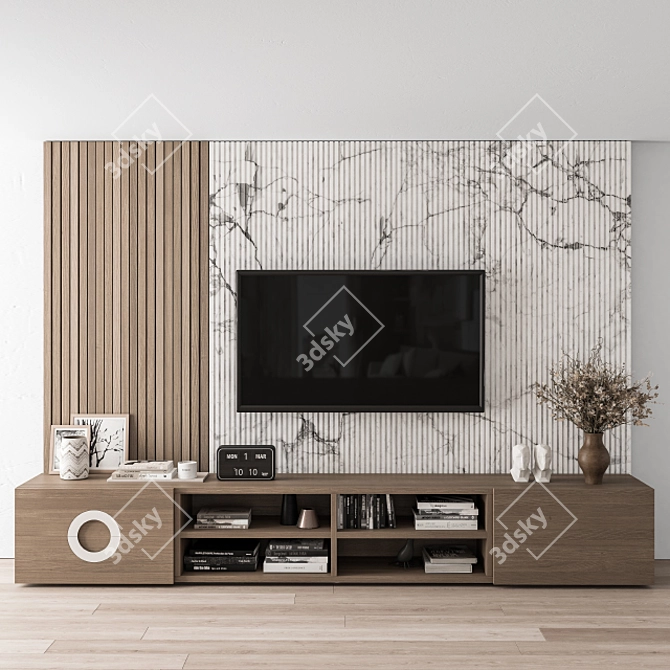 Rustic TV Wall Decor Set 3D model image 1