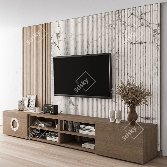 Rustic TV Wall Decor Set 3D model image 2