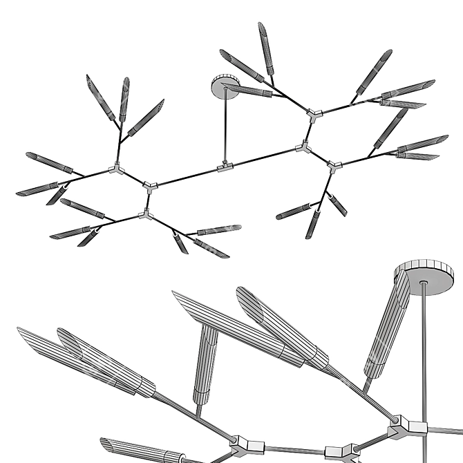 Modern Rotatable Branch Pendant 3D model image 2